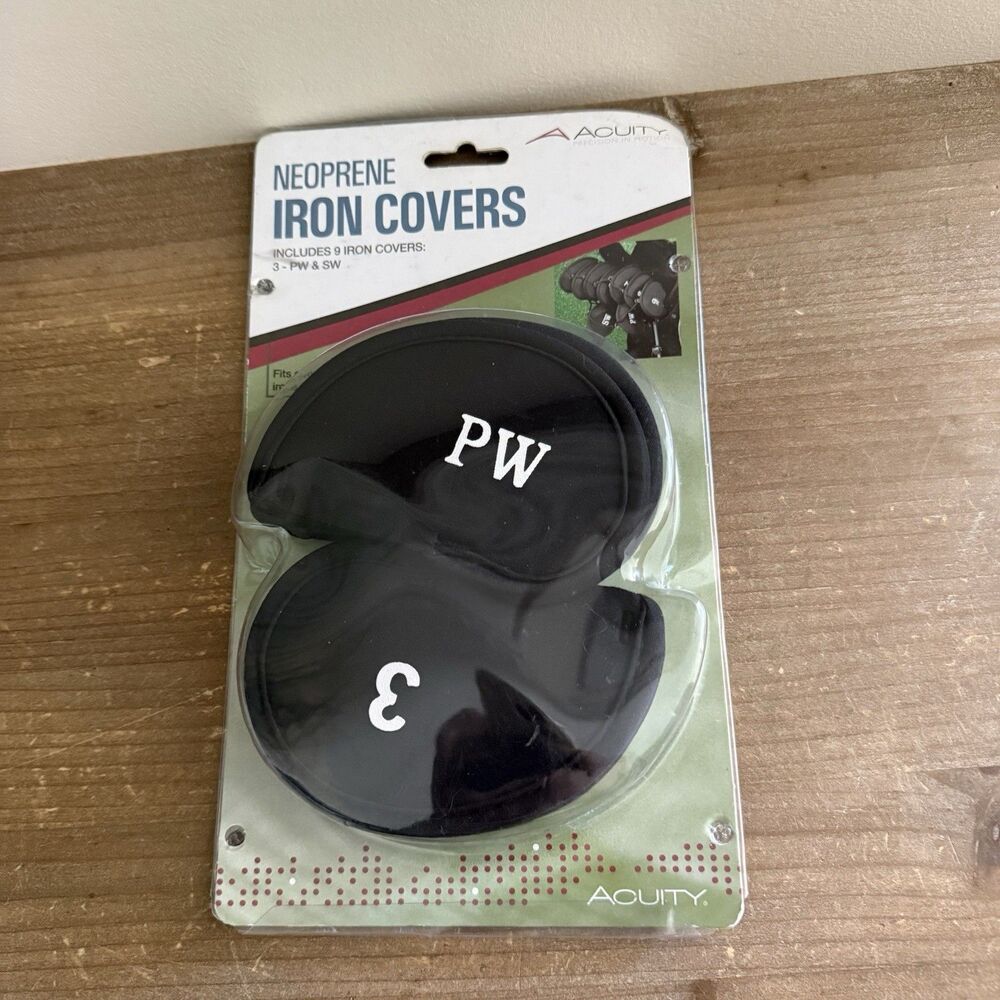 Acuity Iron Covers (3-9 PW SW) Neoprene Black Golf Club Headcovers NEW